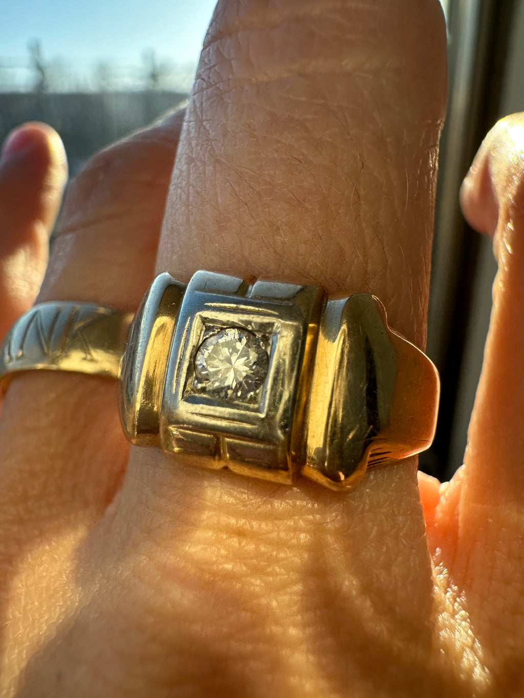 chunky two tone diamond ring