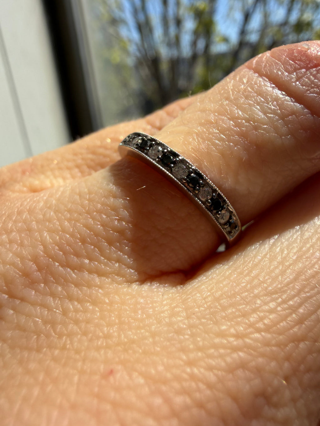white gold sapphire + diamond band