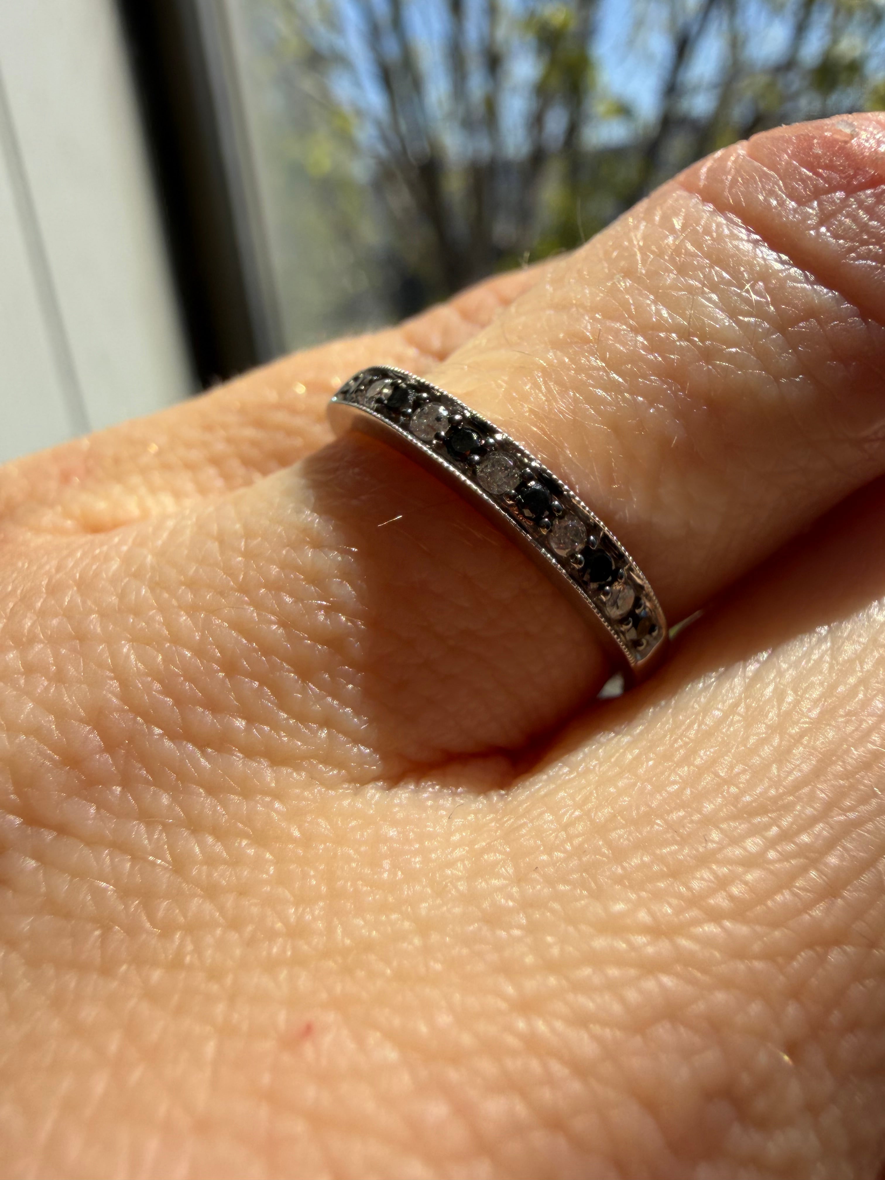 white gold sapphire + diamond band
