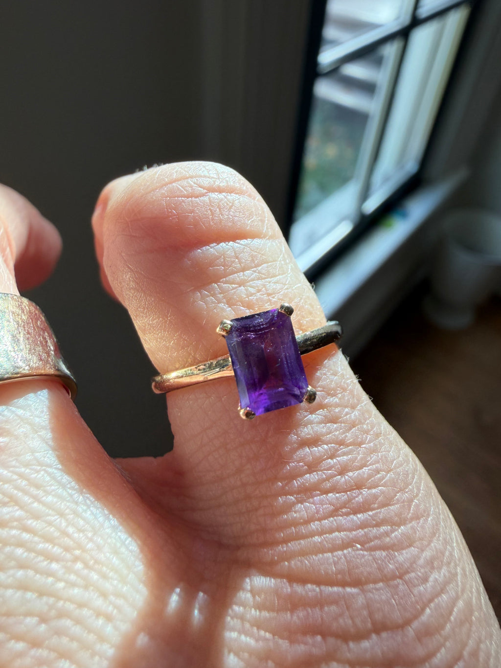 emerald cut amethyst ring