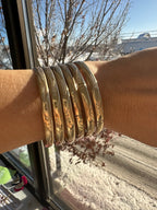 leaf etched 10k gold bangles