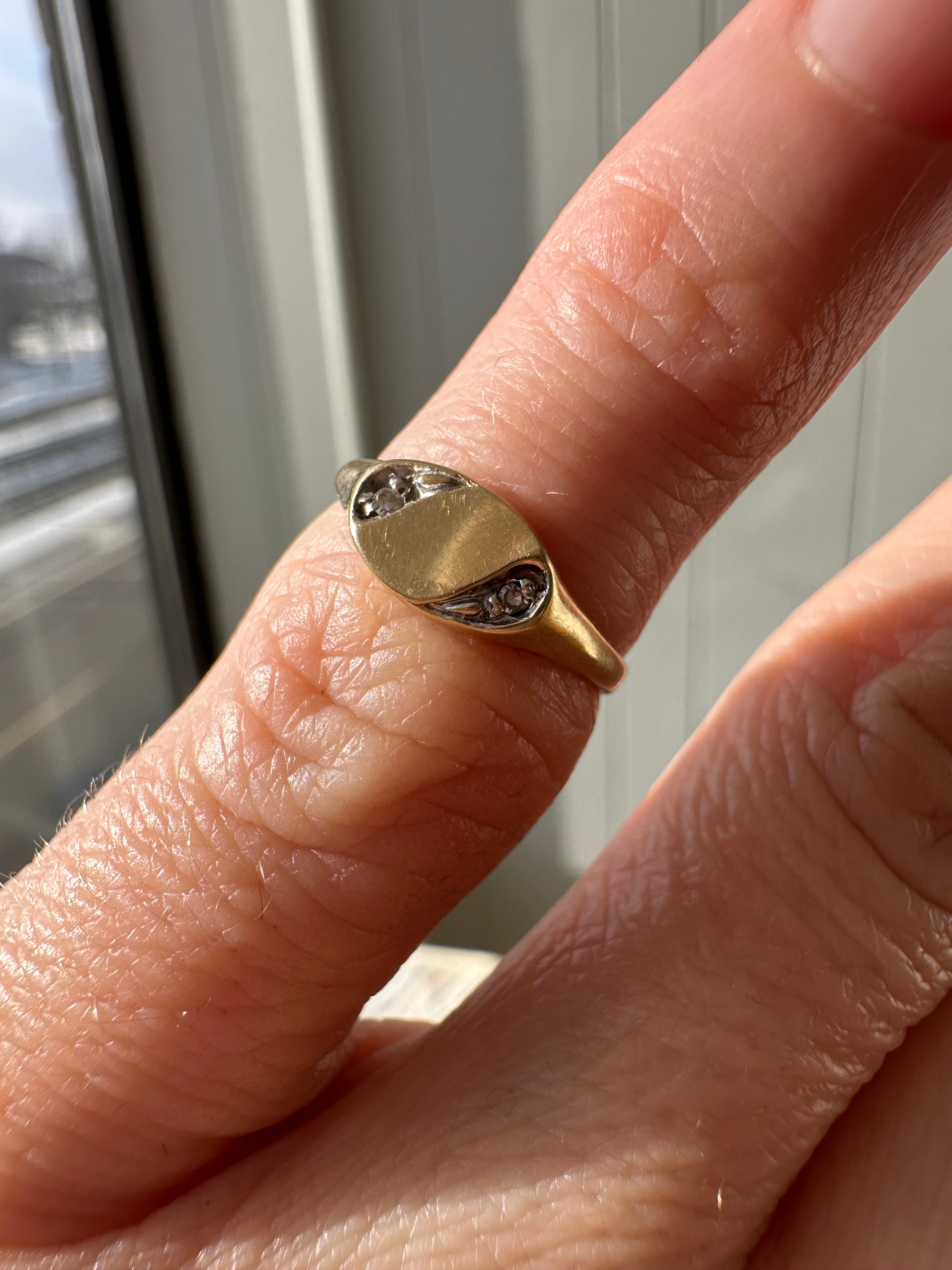 tiny signet with diamonds