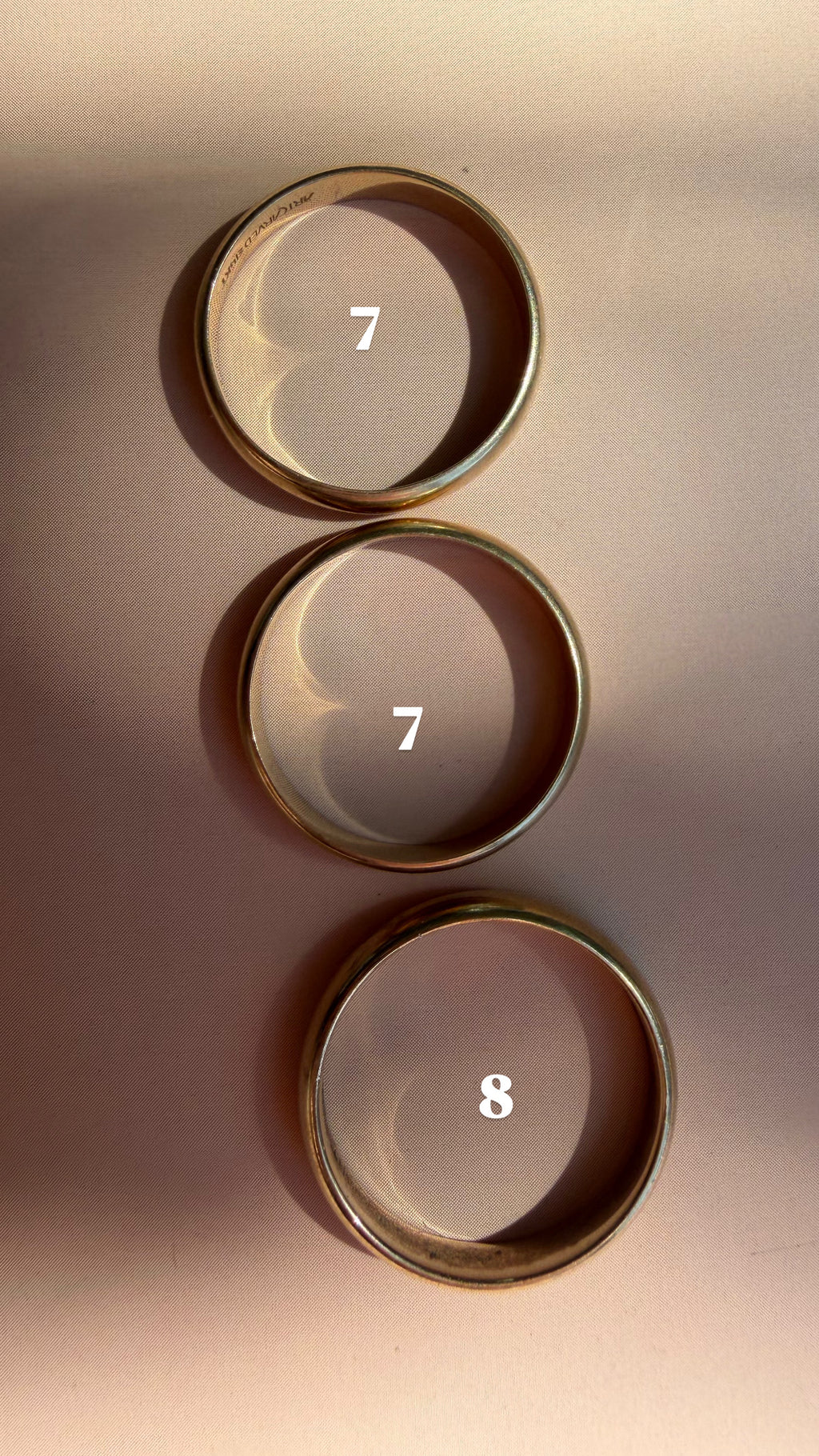 three classic stacking bands - sizes 7 and 8