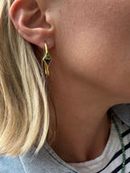 amethyst and peridot 18k gold oval hoop