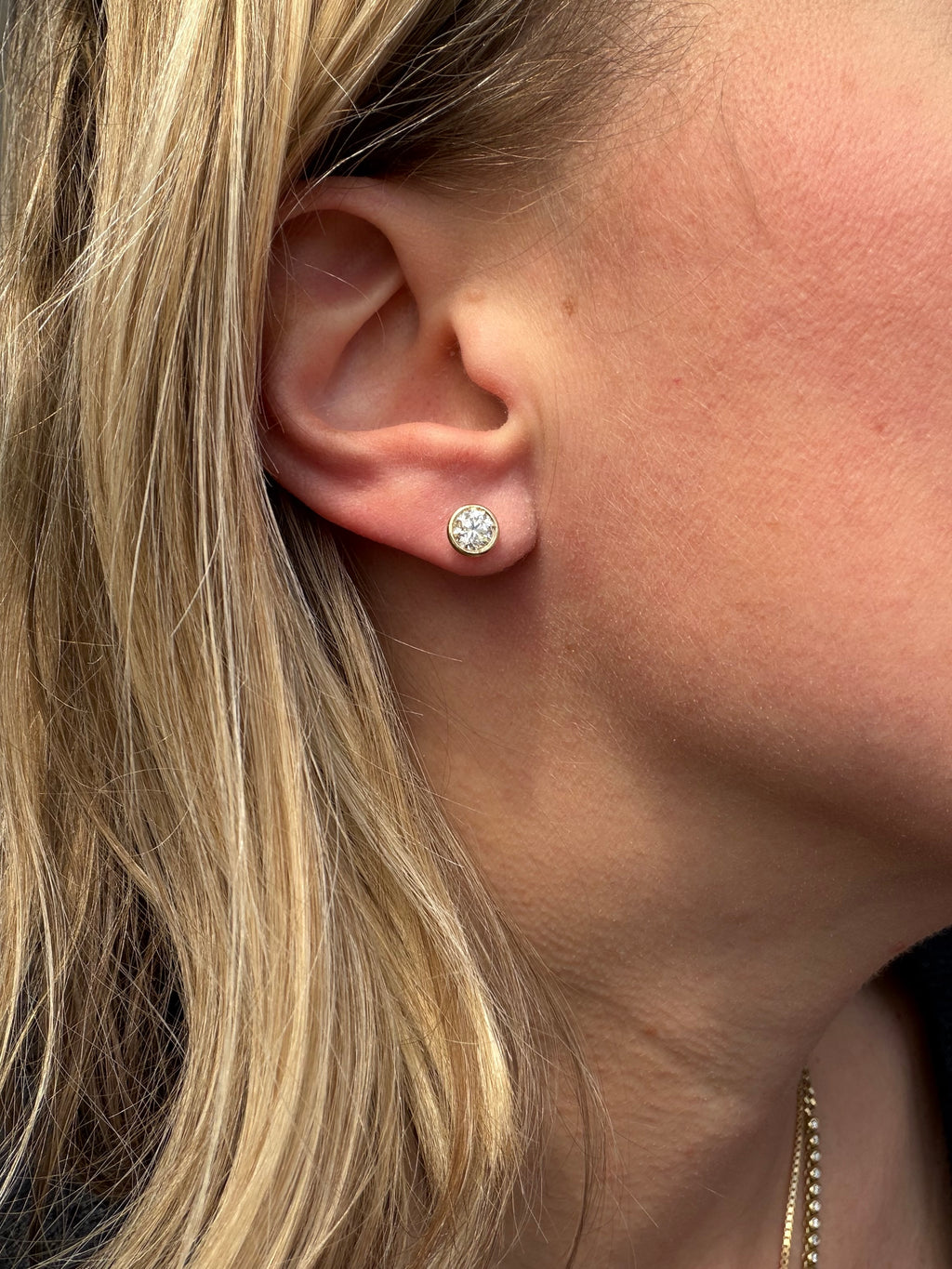 bezel and martini set lab diamond studs