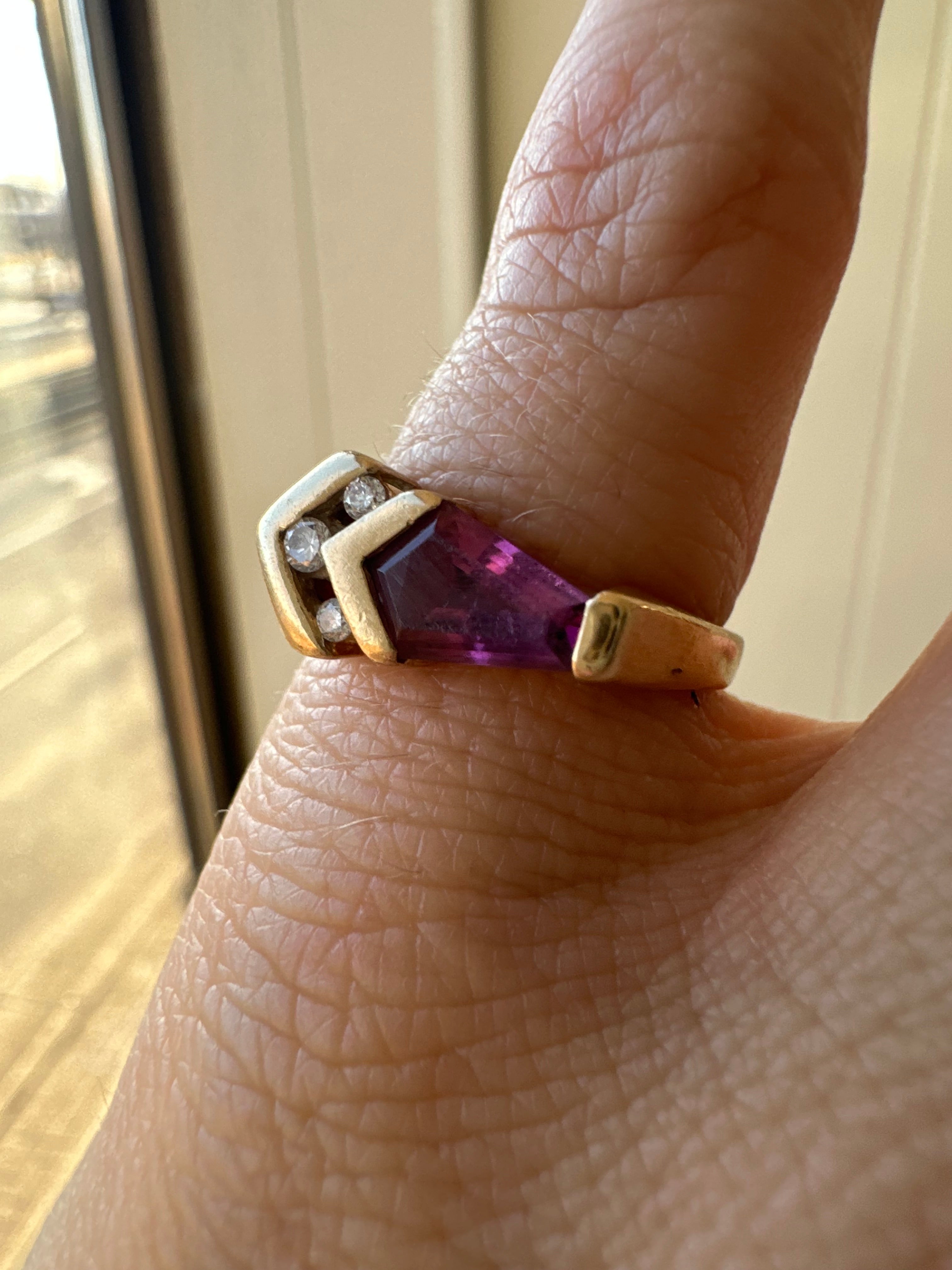 pink tourmaline and diamond arrow ring