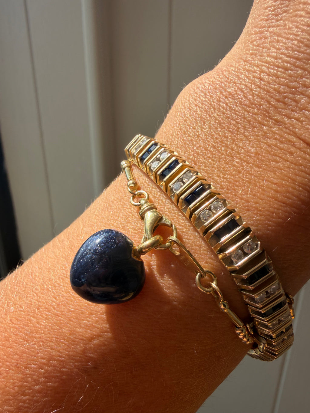 enamel hearts with 18k gold bail