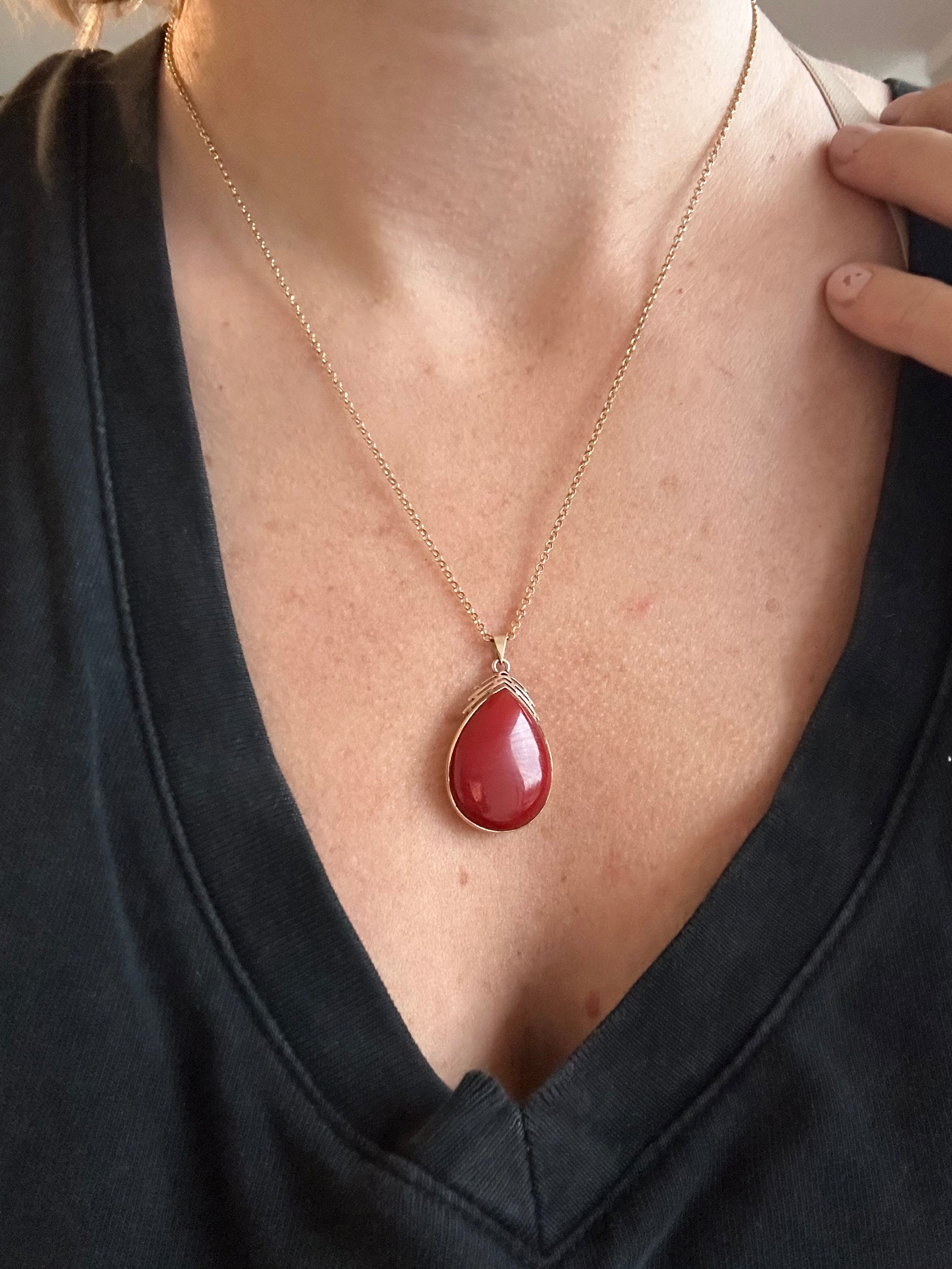 coral drop pendant