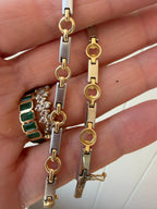 matte white and yellow gold link bracelet