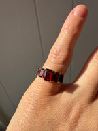 emerald cut garnet ring