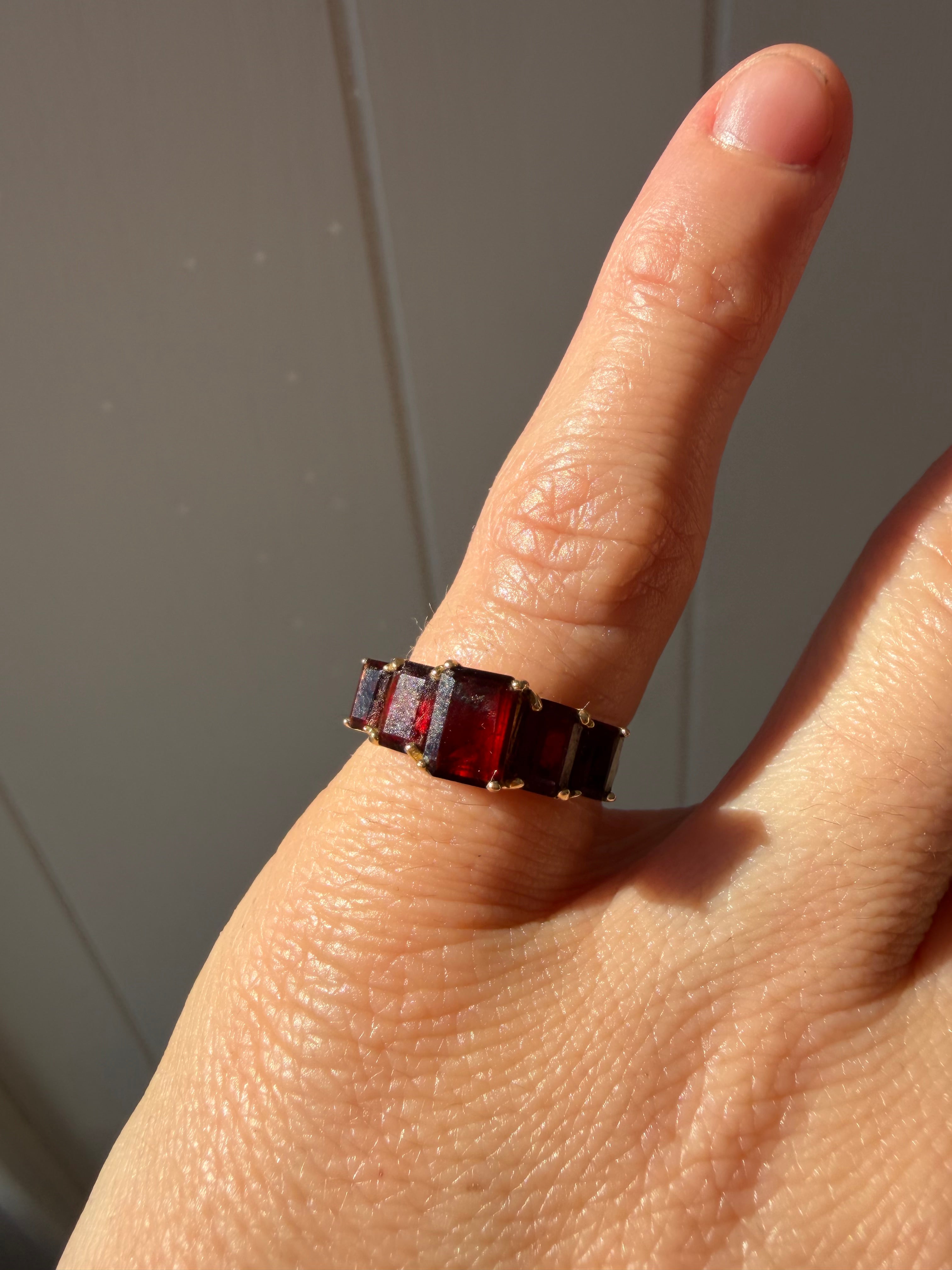 emerald cut garnet ring