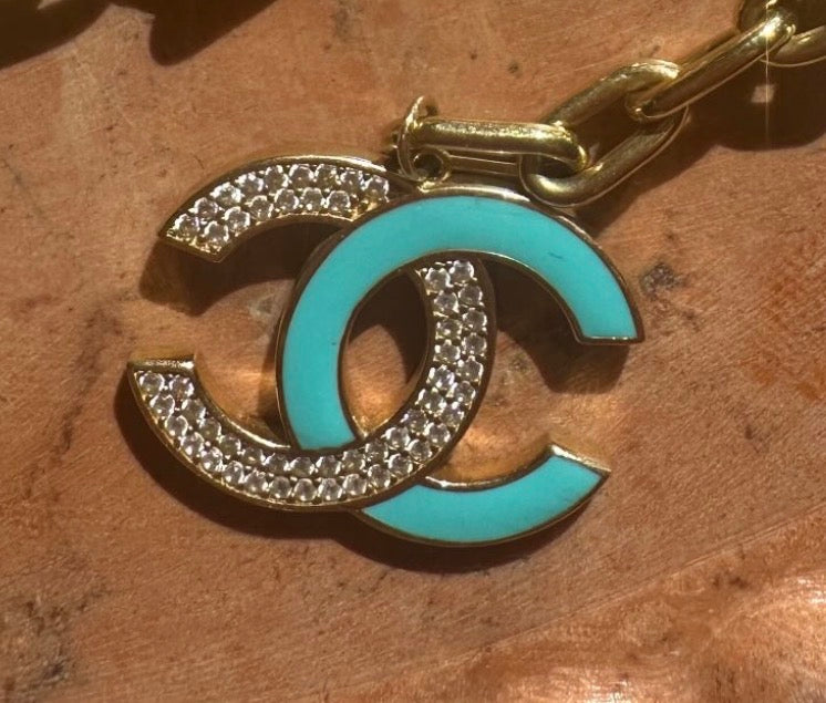 CC charm with blue enamel and crystals