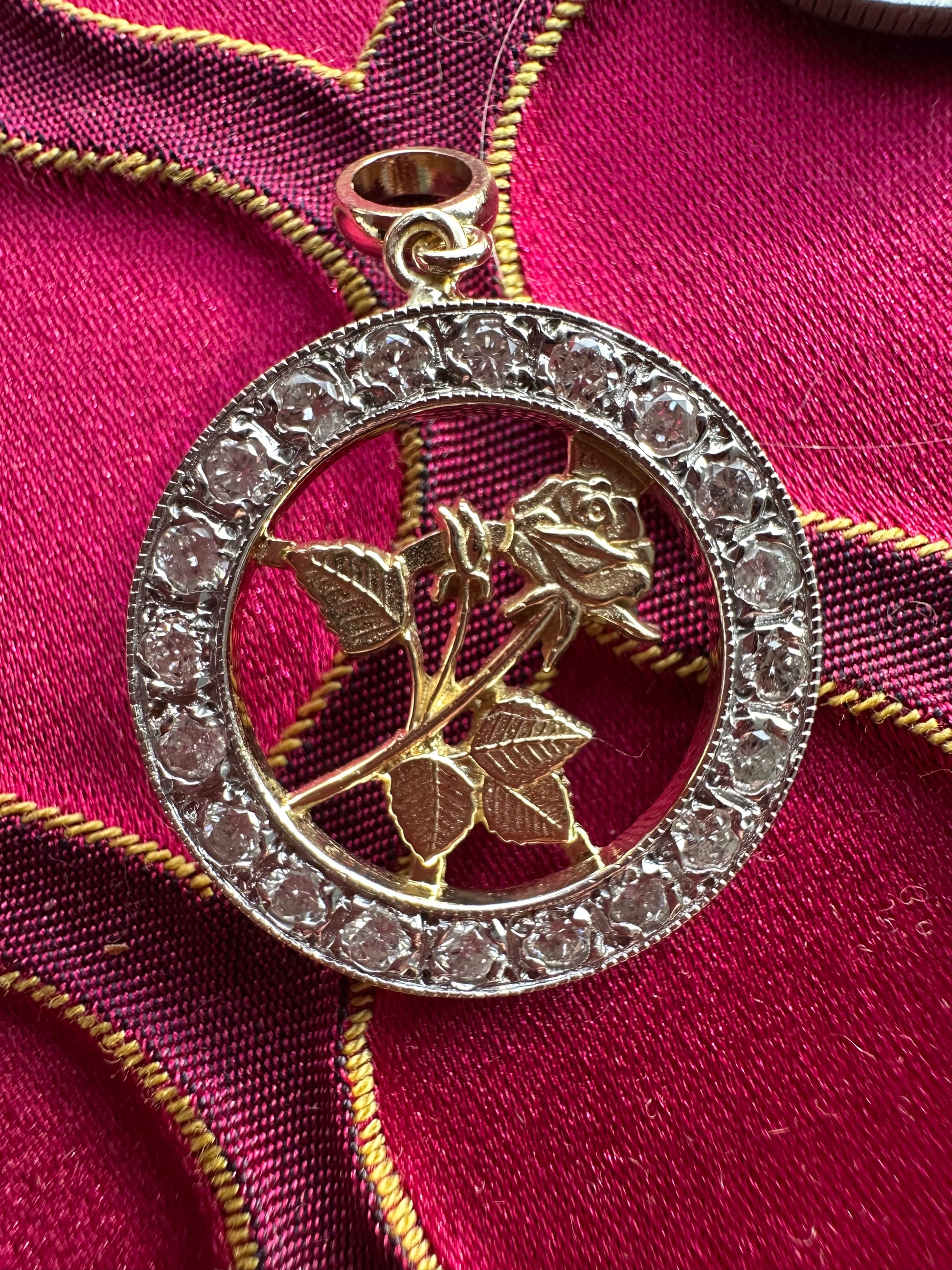 diamond rose pendant // pin conversion