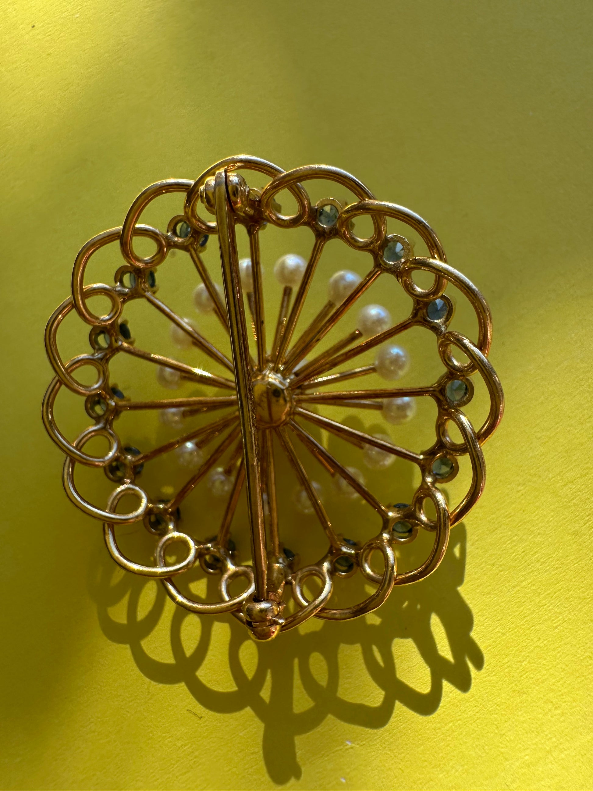 pearl and sapphire brooch