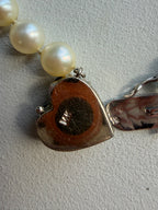 pearl strand with sapphire and pearl heart white gold clasp