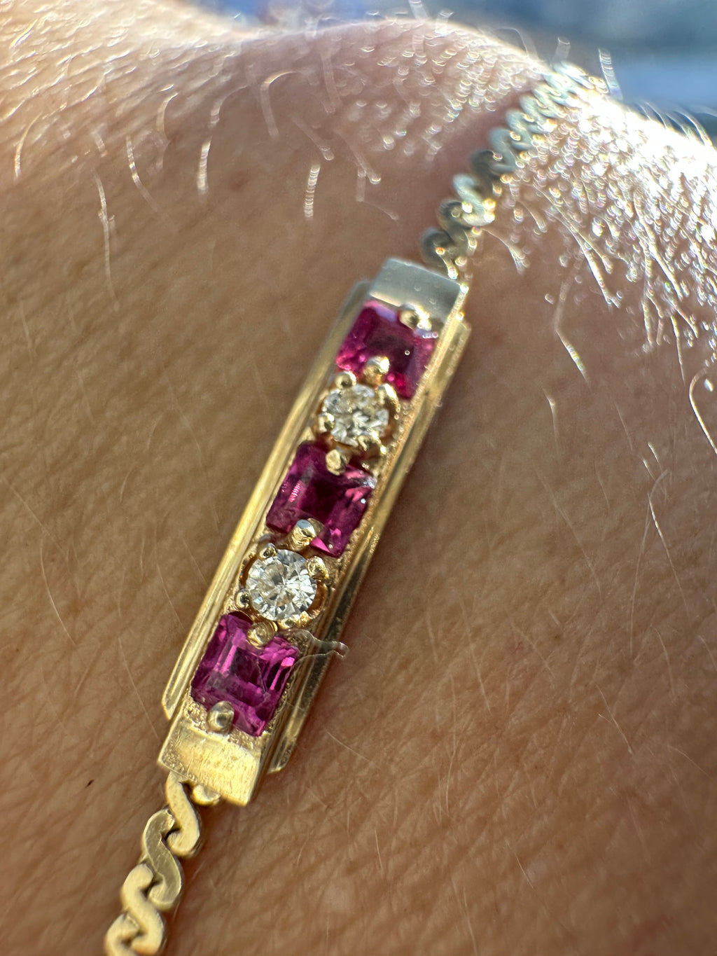 ruby and diamond bar bracelet