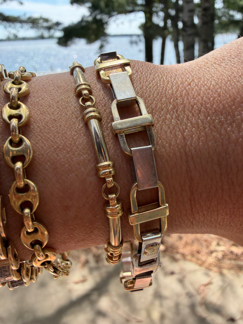 two tone link bracelets