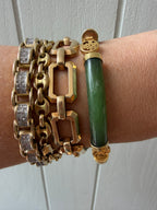 Vintage green jade and 14k gold bracelet