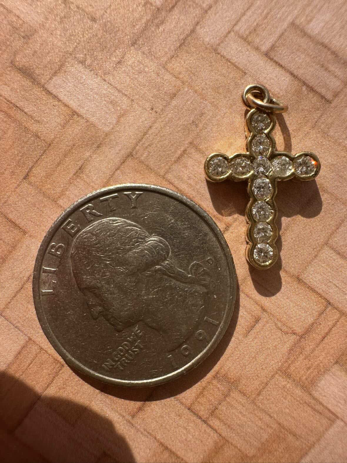 bezel set diamond cross