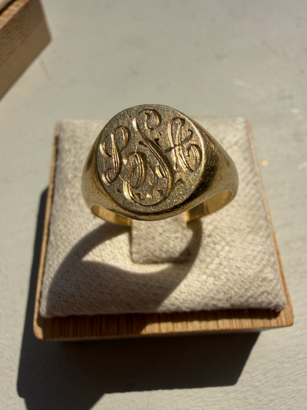 14k gold signet engraved LSA