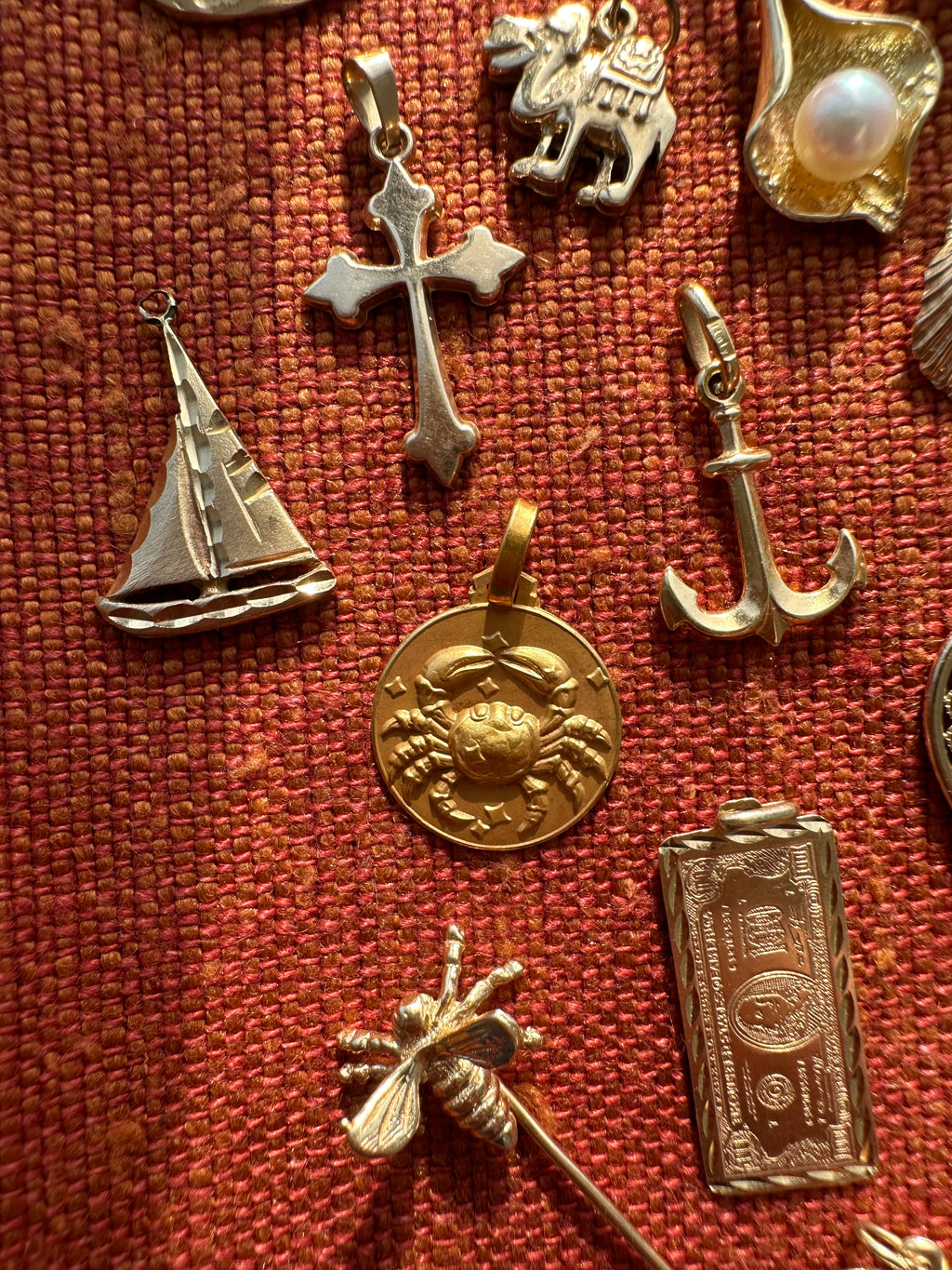 plethora of vintage gold charms