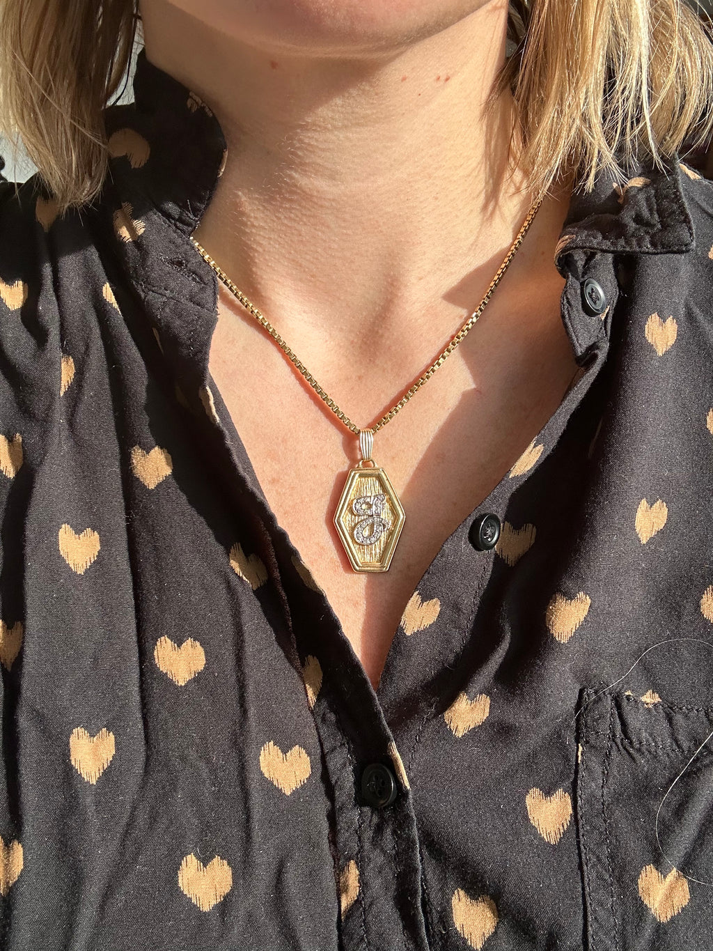 diamond J pendant
