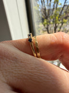 faceted band + sapphire diamond stacker