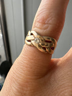 love knot with diamond and rubies