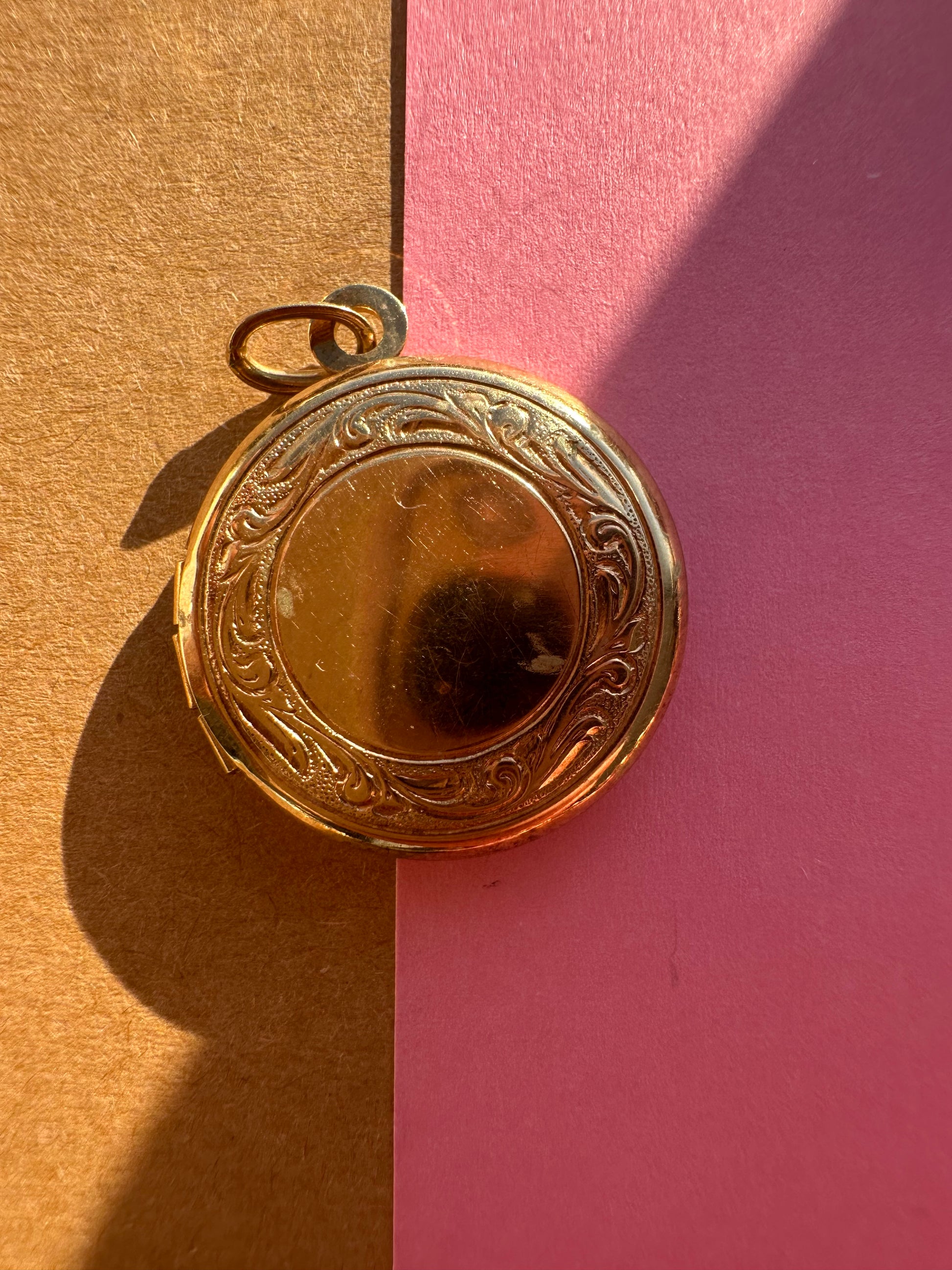 antique floral round locket