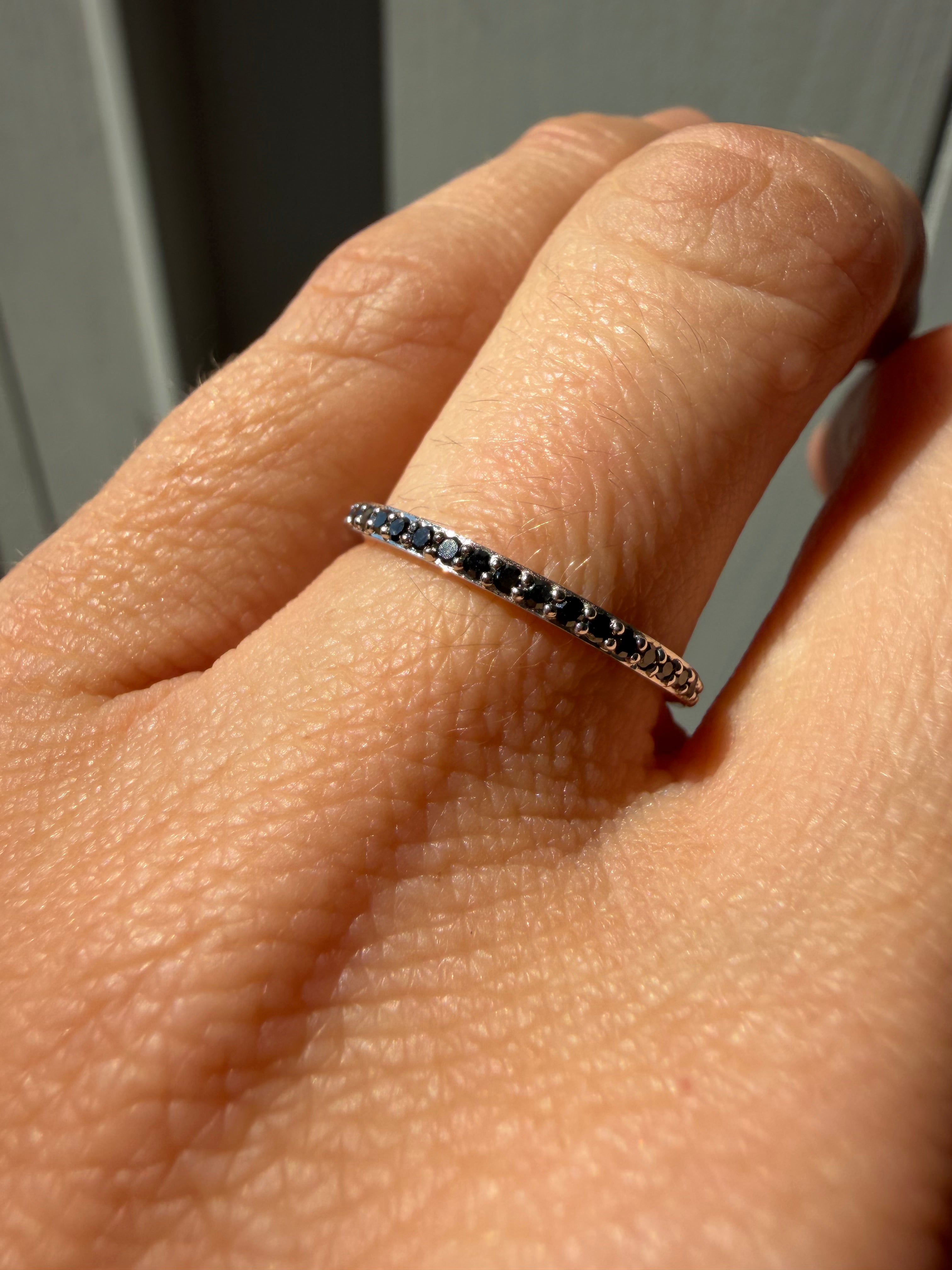 black diamond and white gold eternity band
