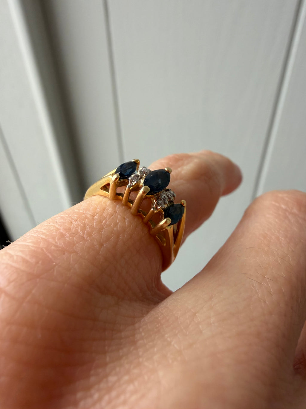 marquise sapphire and diamond ring