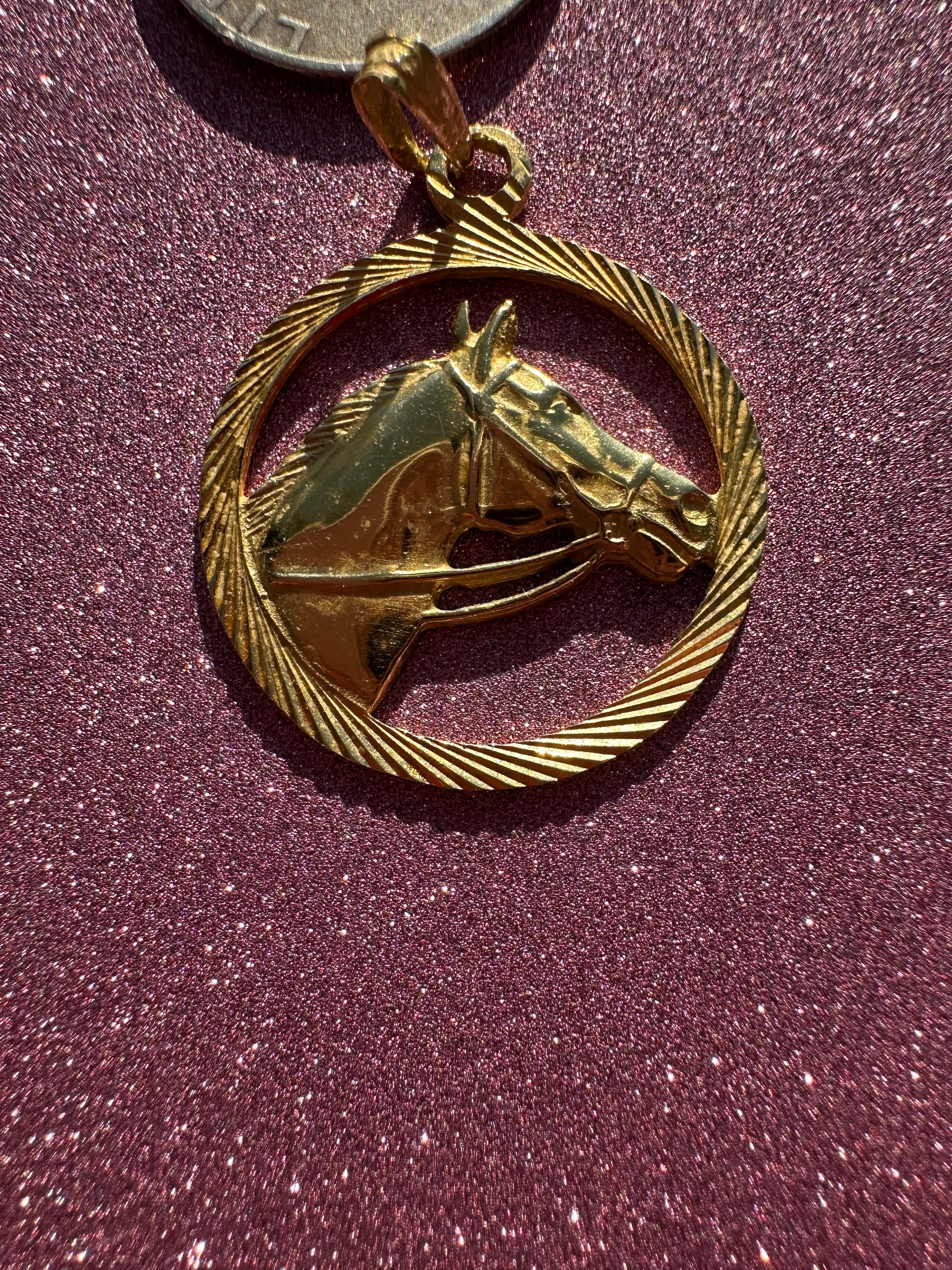 engine turned horse charm