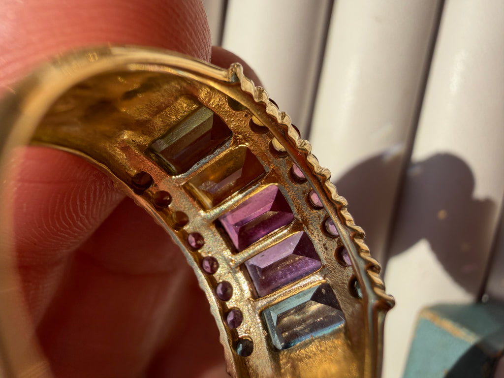 wide rainbow gemstone ring