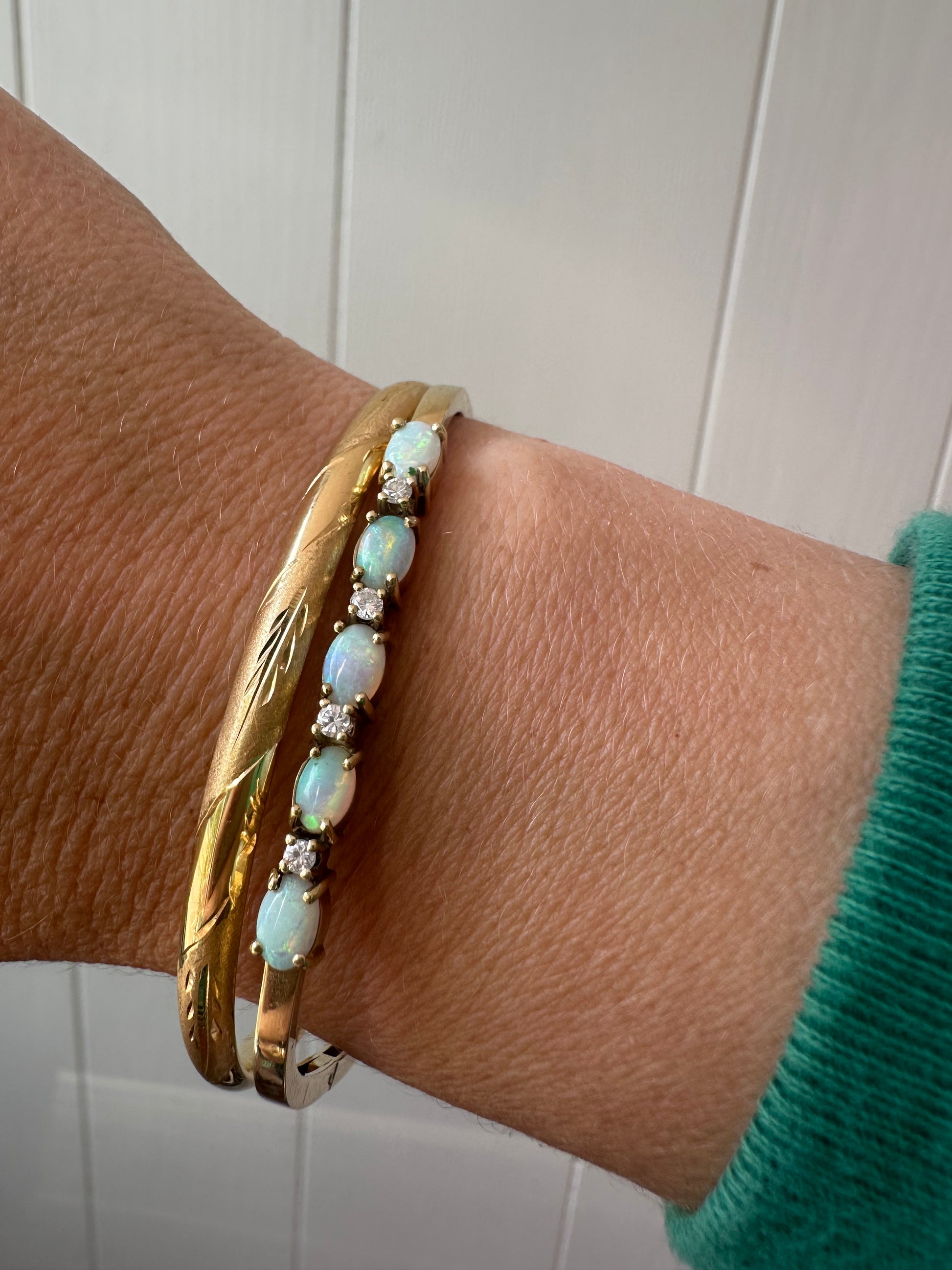 opal and diamond bangle