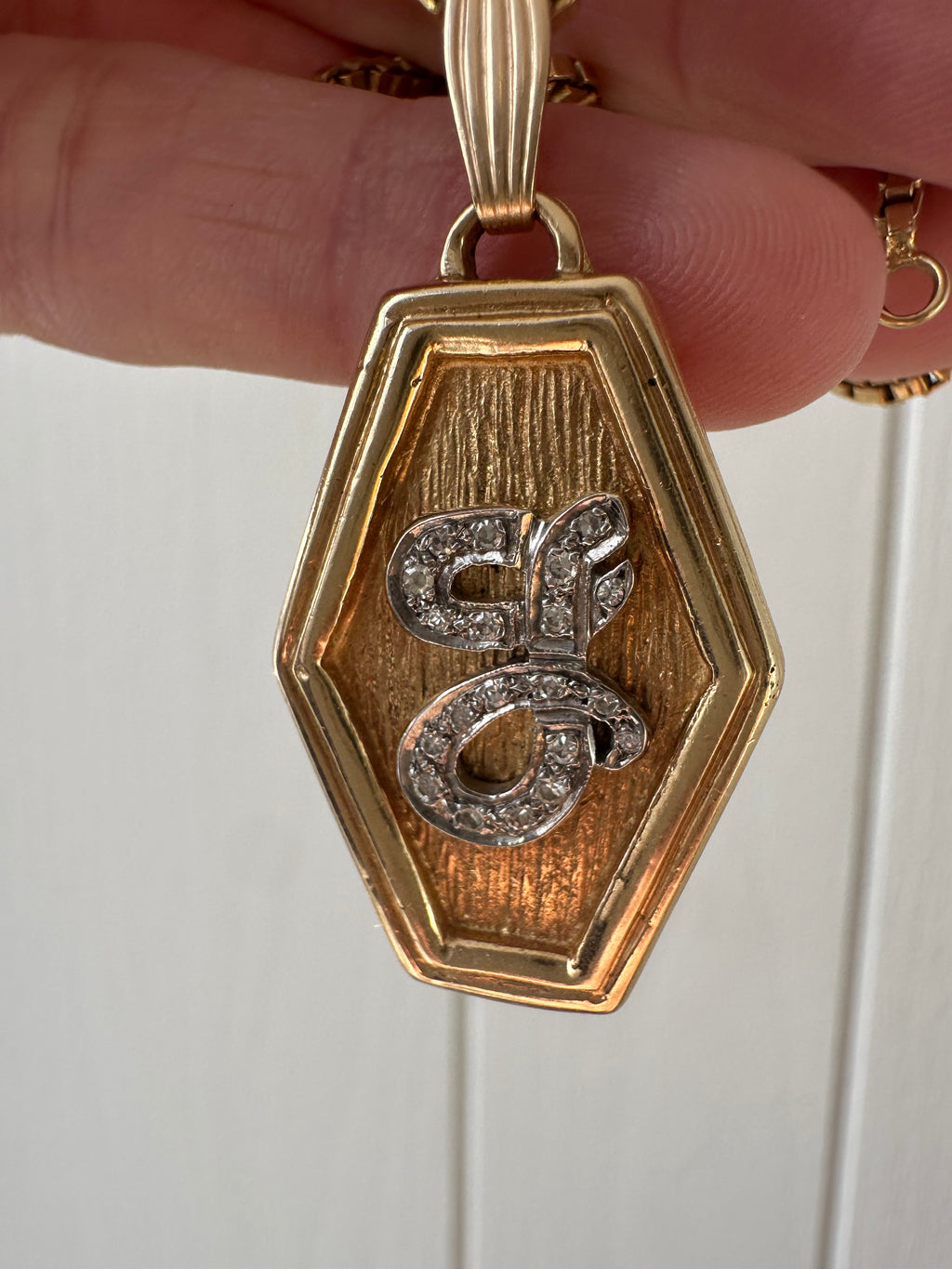 diamond J pendant