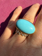 bezel set east west turquoise ring