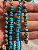 hand selected turquoise and gold strands