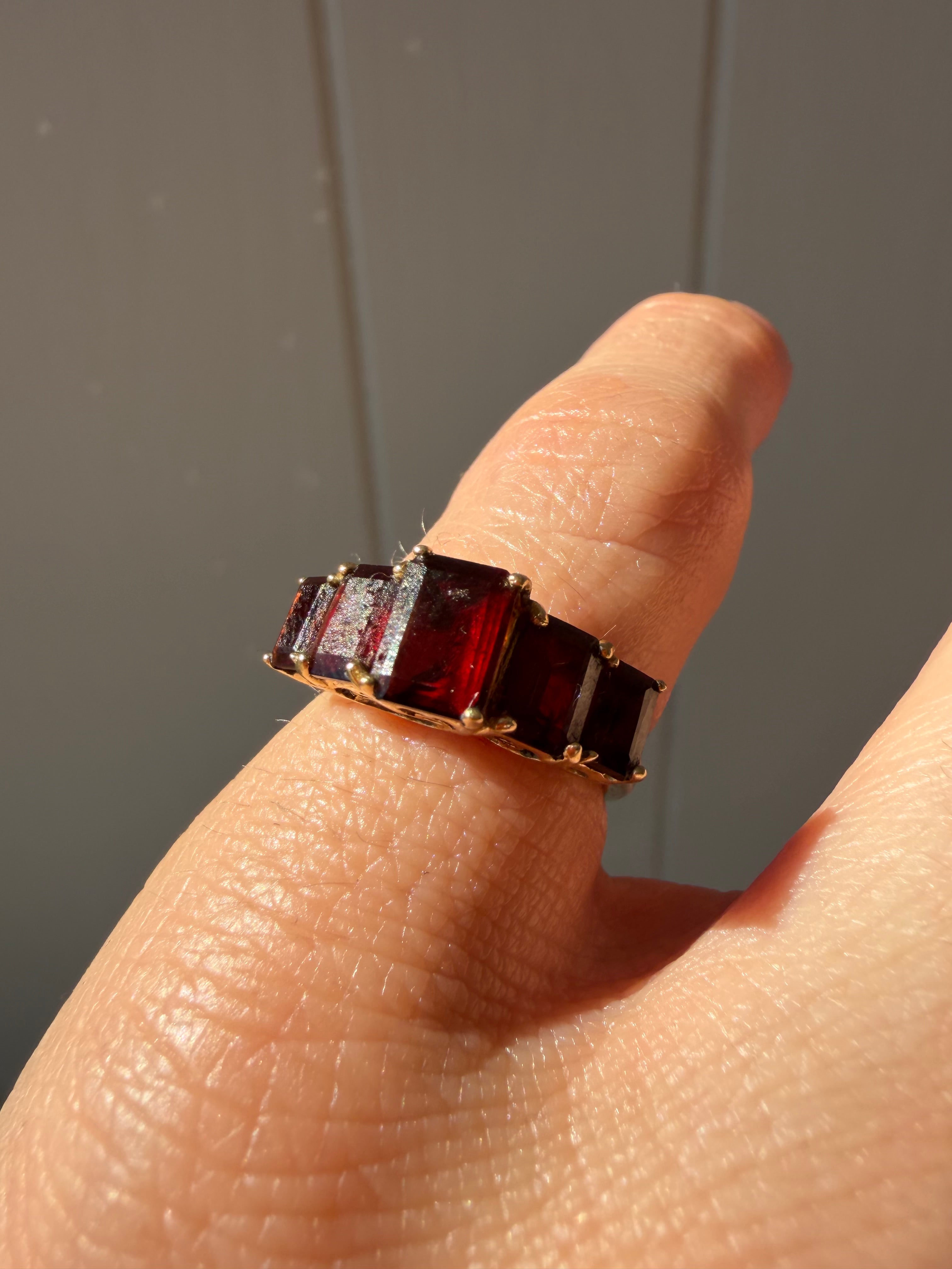 emerald cut garnet ring