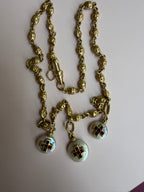 16.75" cross link 18k with ruby and pearl pendants