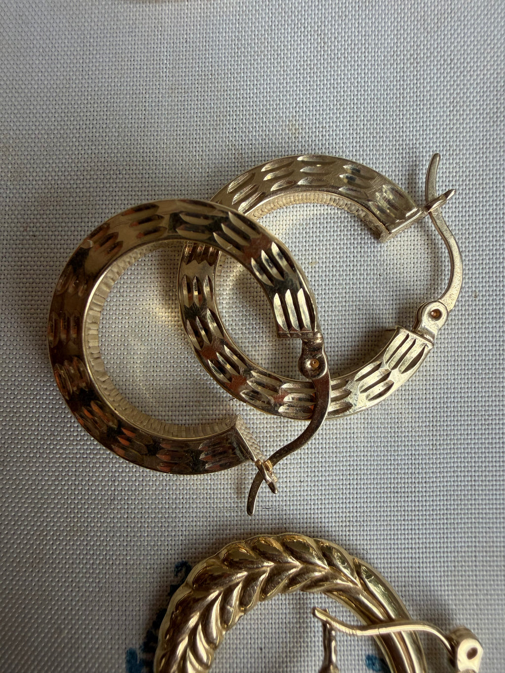 squared edge diamond cut hoop