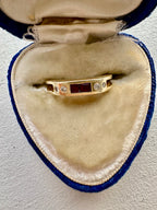 squared edge ruby and diamond ring