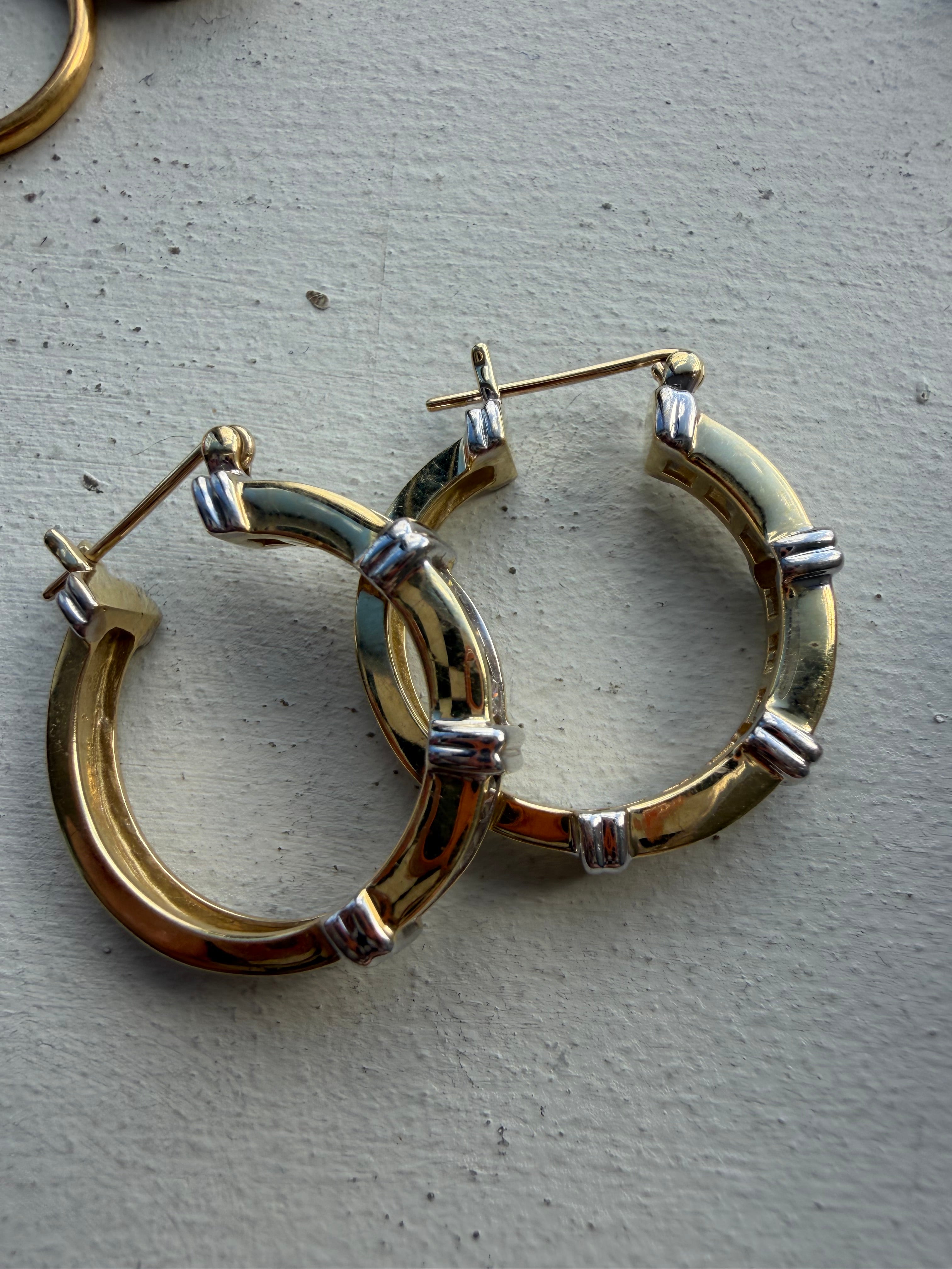 diamond two tone hoops