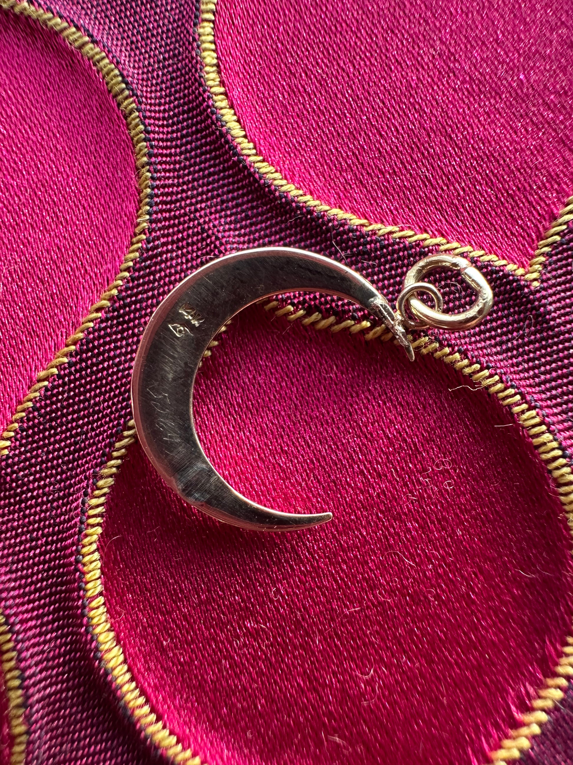 antique seed pearl and turquoise crescent moon // pin conversion