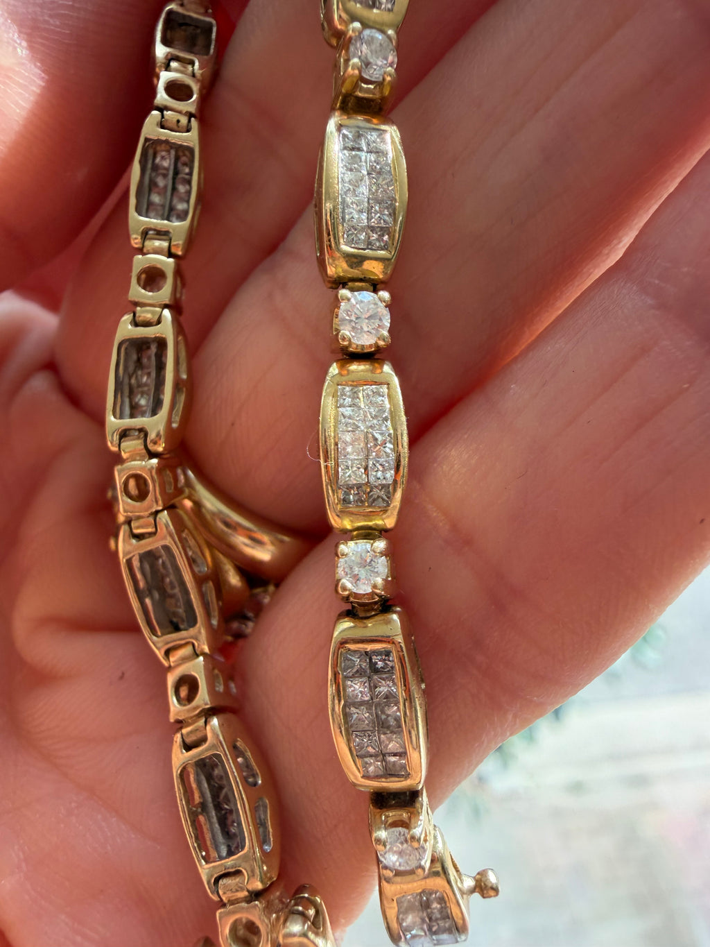 3 carat natural diamond princess cut and round tennis bracelet
