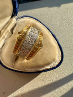 two tone 18k gold chunky diamond ring