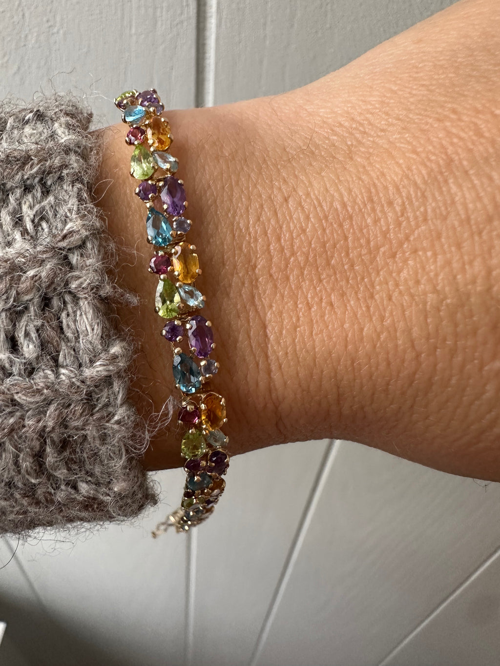 rainbow gemstone cobblestone bracelet
