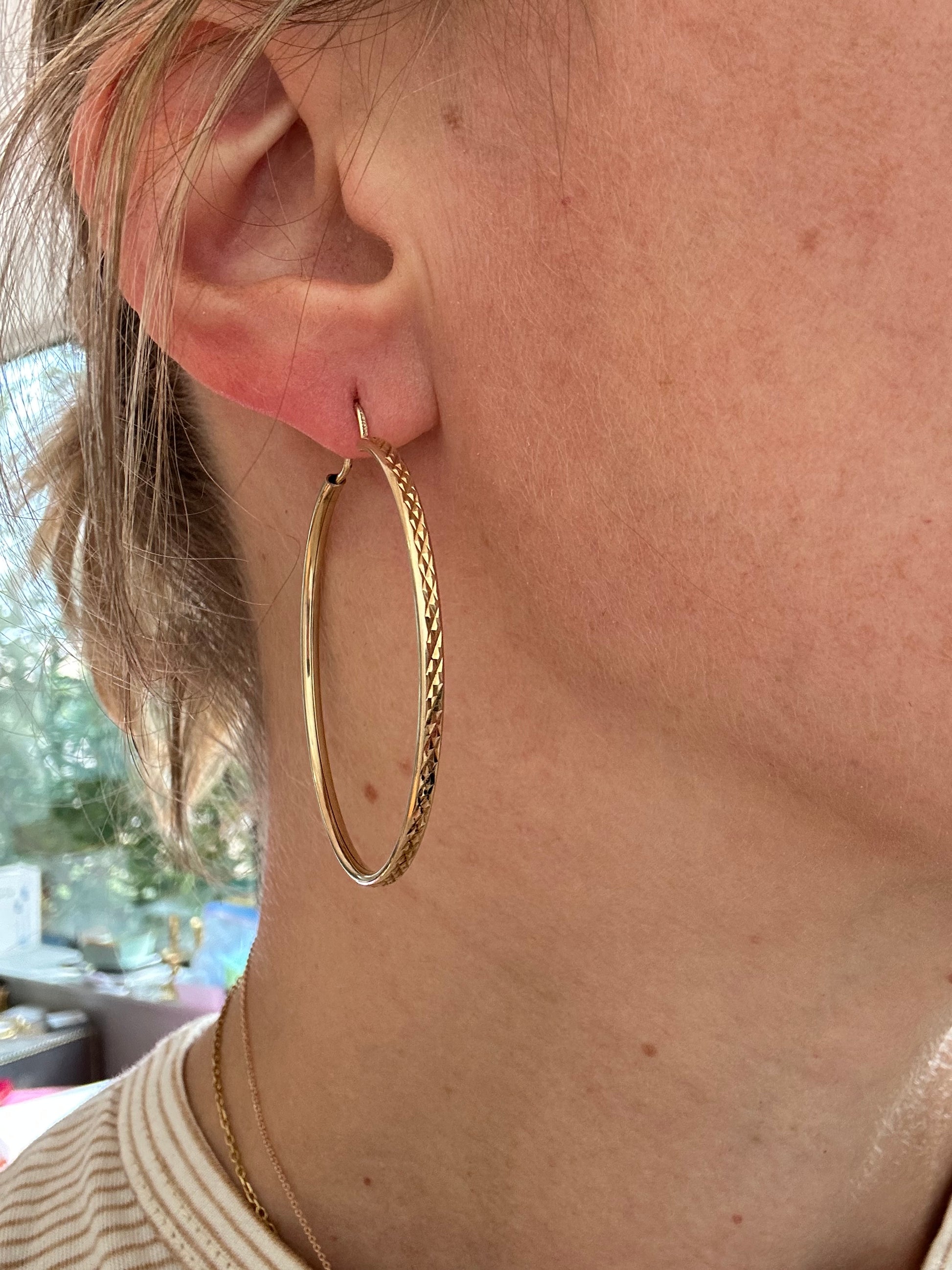 oversized etched hoops