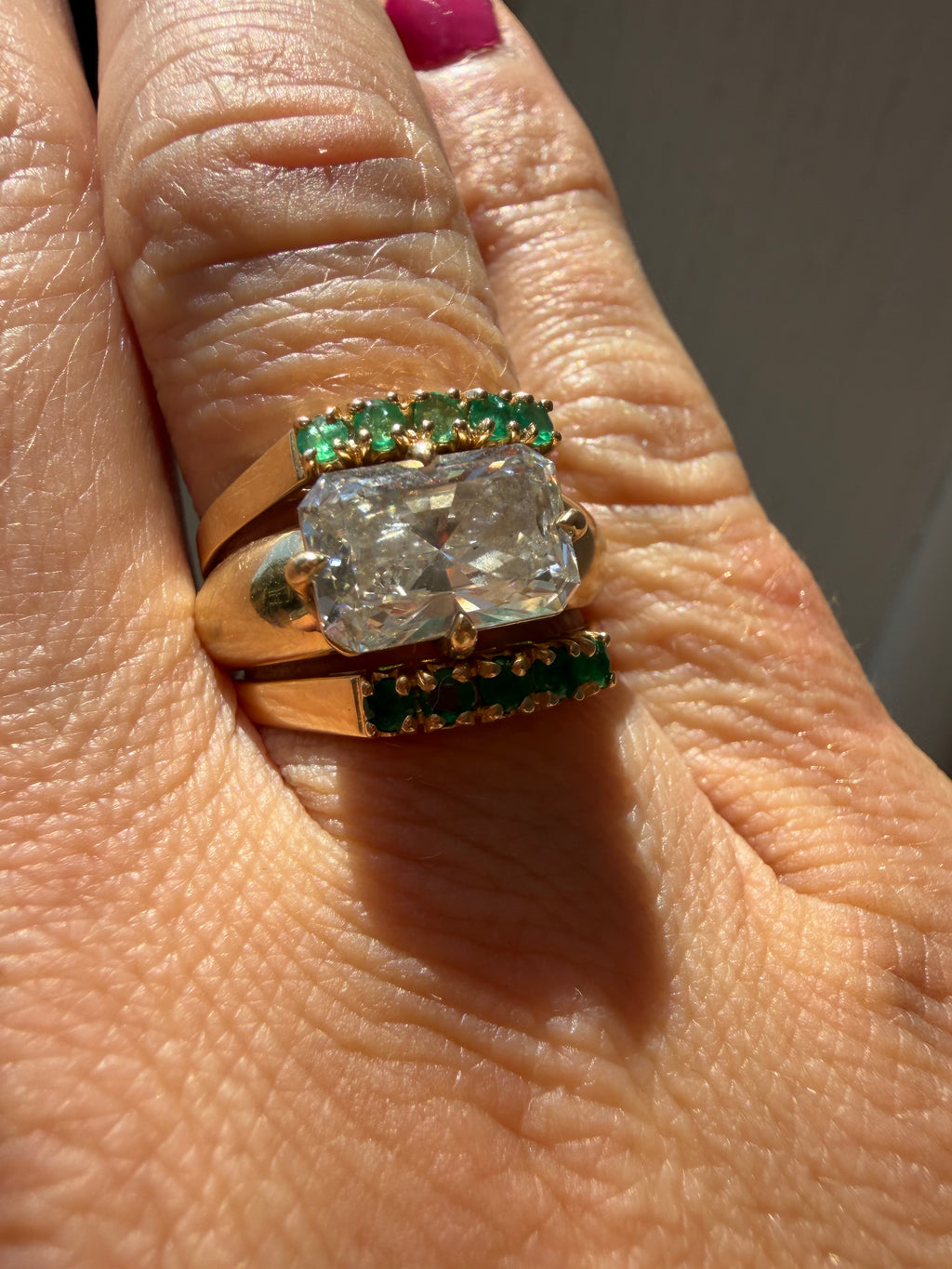 stacking 5 natural emerald band