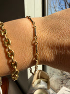 two tone yellow gold link bracelet