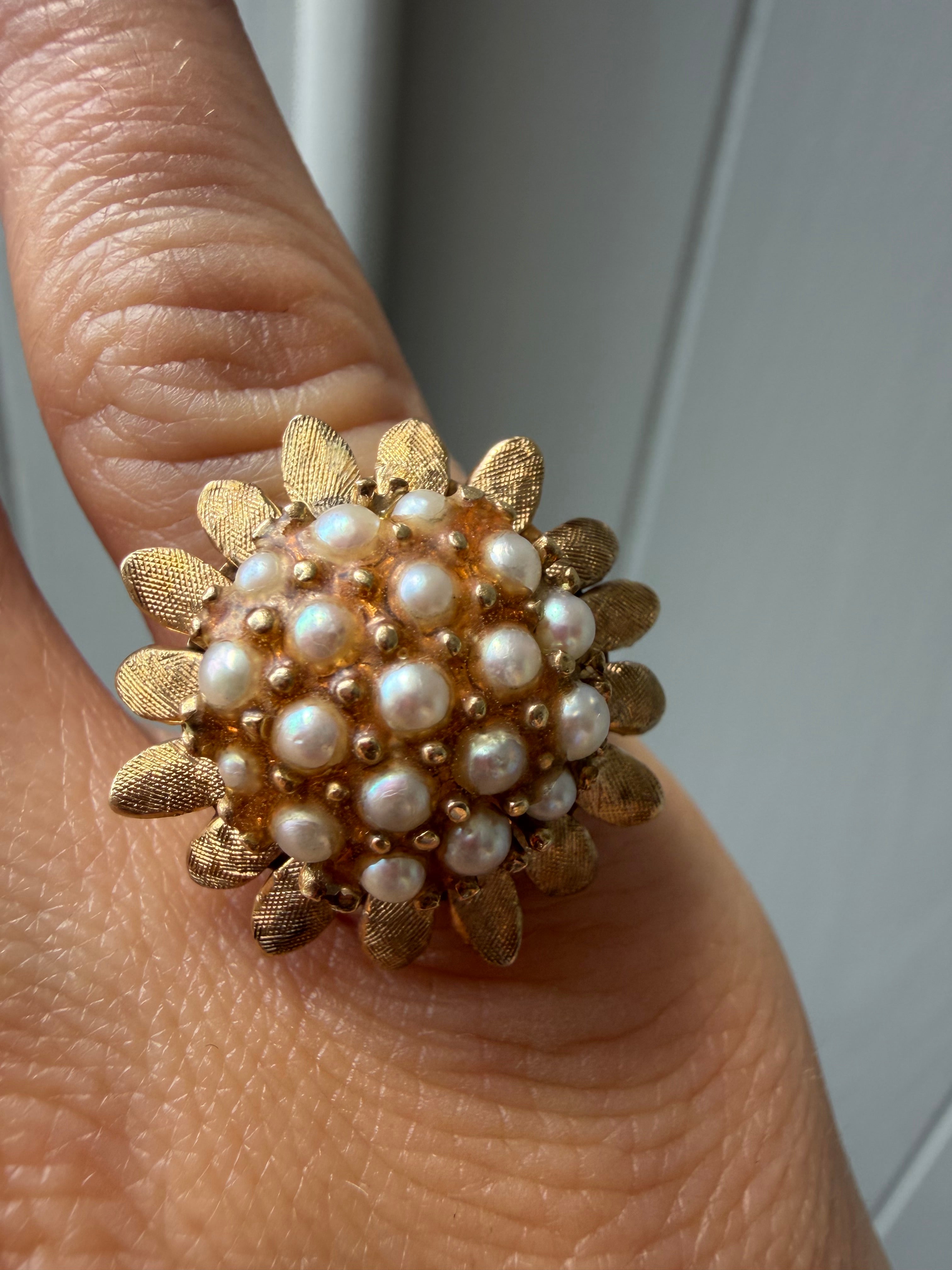 sunflower seed pearl and epoxy ring